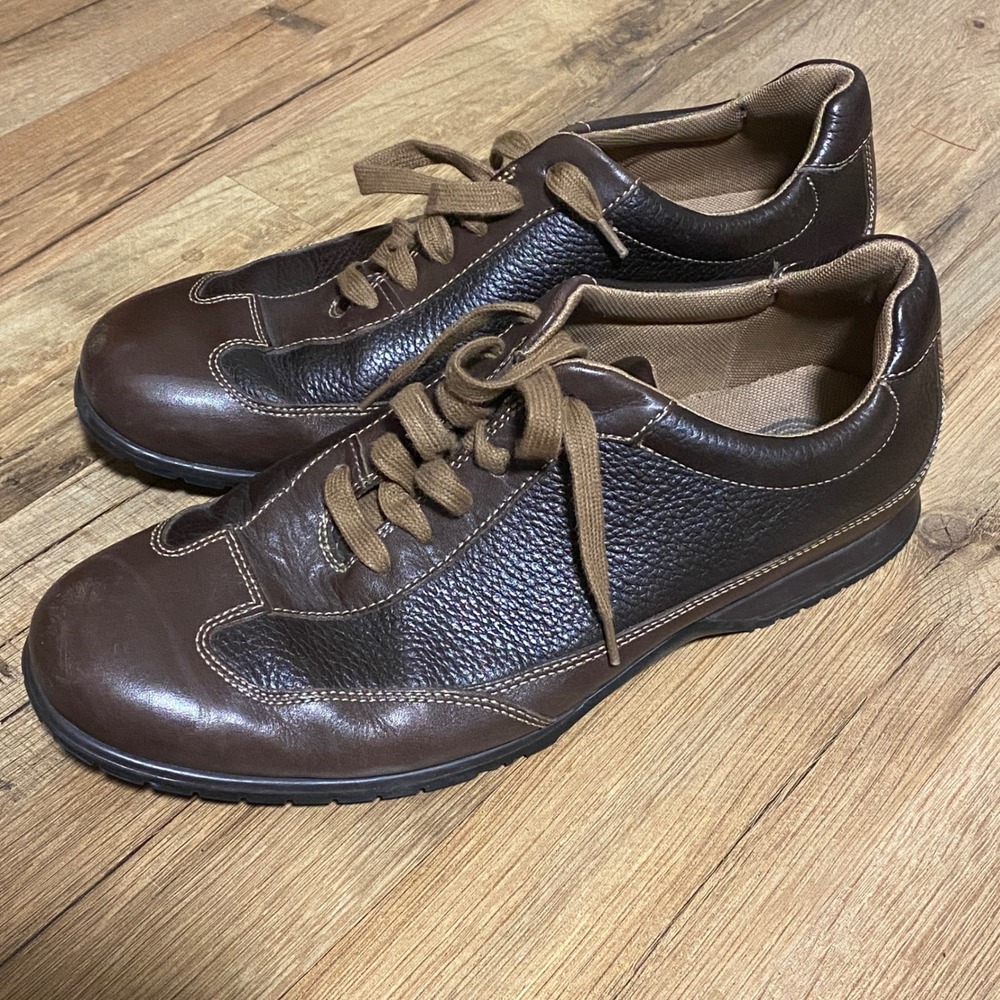 Rockport Mens Brown Leather Walking Shoes Casual Sneakers APM74625 Size 9.5 W